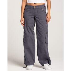 RSQ Women’s M Low Rise Cargo Pants Navy Cotton Zipper Pockets Y2K Tilly’s Casual